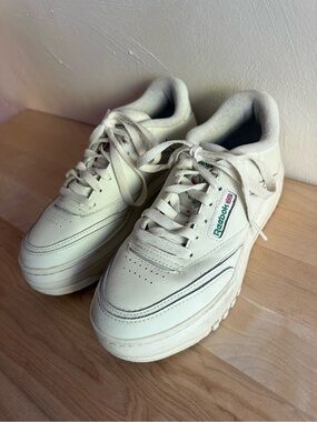 Reebok Club C Platform Sneakers Cream Leather Barbiecore
